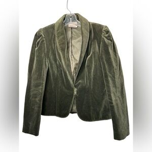 Olive Green Velvet Blazer